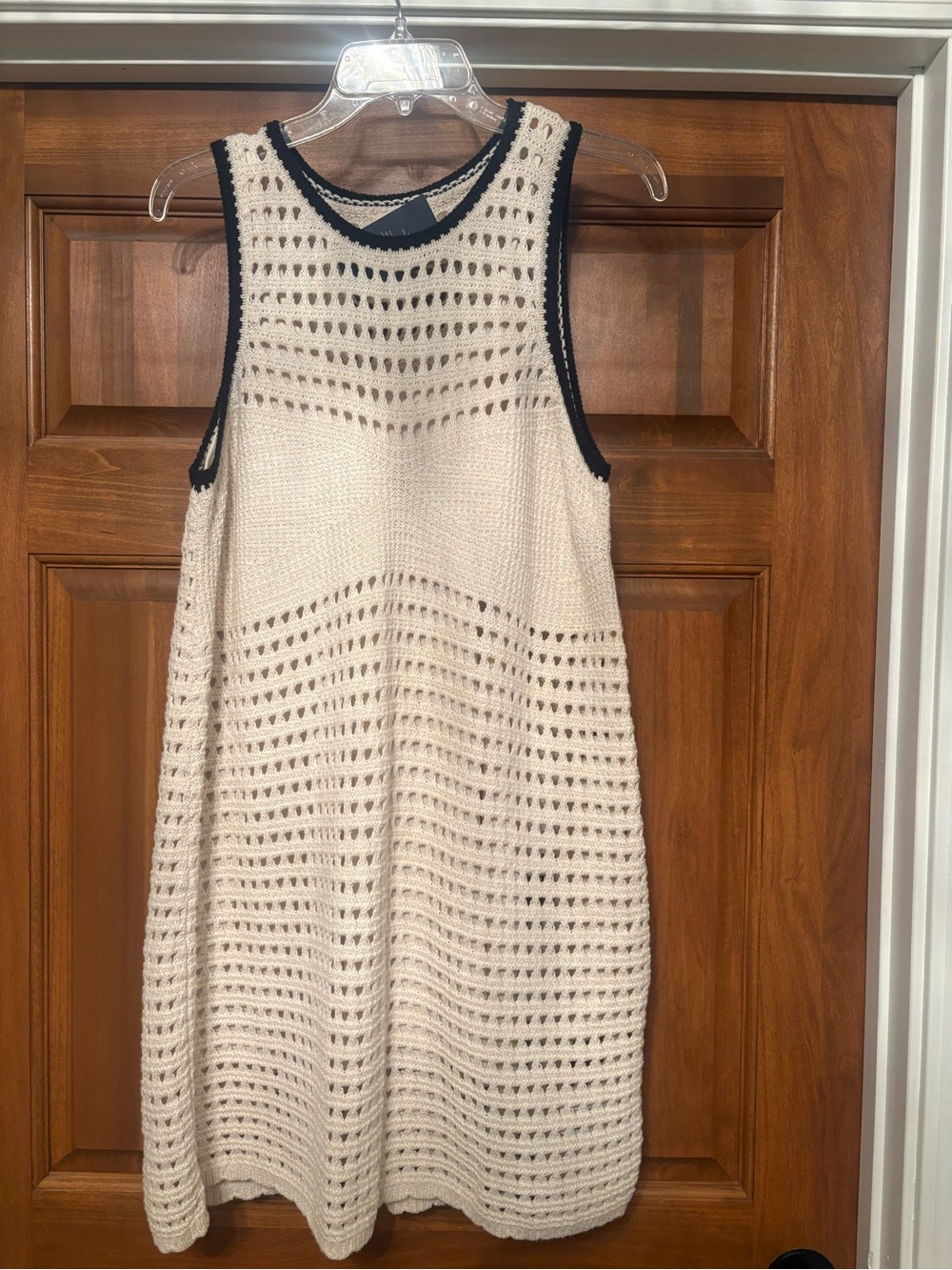 Target Universal Thread Cream Crochet Dress with Black Trim